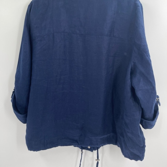 Chico's Womens Drawstring Hem 3/4 Sleeve Linen Jacket Lightweigh Blue Size 16/18 - Picture 9 of 10